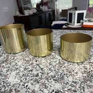 3 Different size metal gold planters